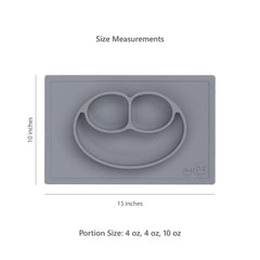 Ezpz Happy Mat suction design creates stability for self-feeding practice at the table.