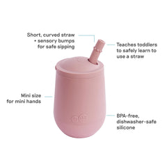 child using ezpz straw for guided drinking in blush