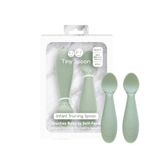ezpz Tiny Spoon sage 2-pack for independent feeding during baby-led weaning