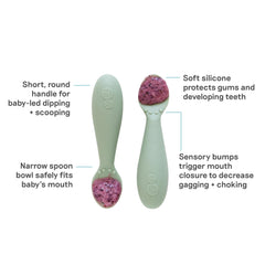 ezpz Tiny Spoon sage dipping-arc helps little mouths explore spoons safely