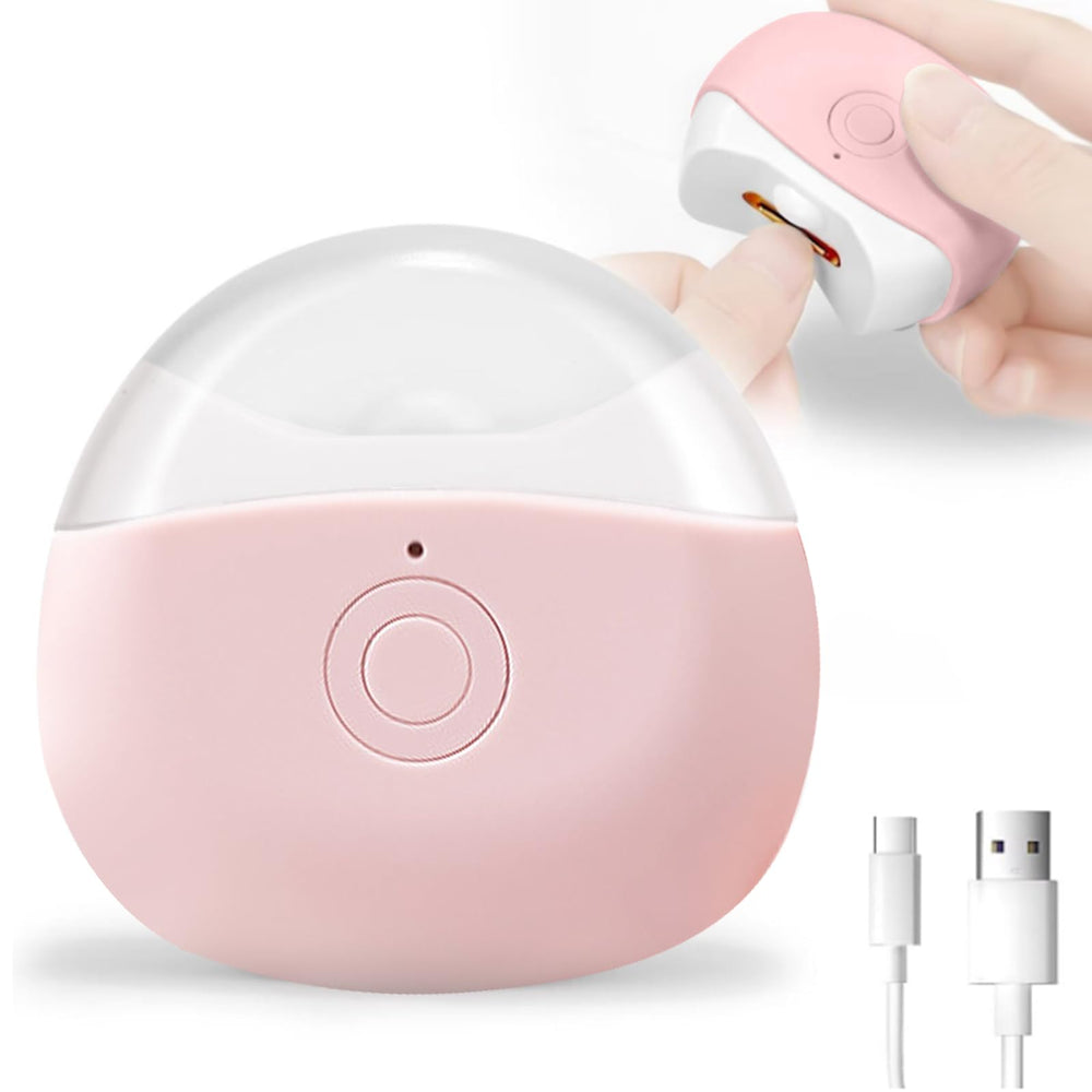 FabMay Beauty electric nail clipper pink with LED light for precise trimming in low light.