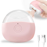 FabMay Beauty electric nail clipper pink with LED light for precise trimming in low light.