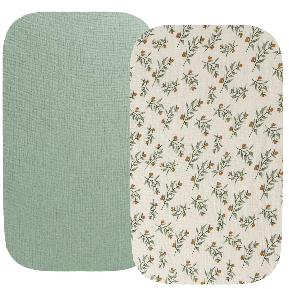 Fadacudan muslin bassinet sheet for Maxi-COSI Iora in Roman Green: cozy and secure.