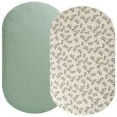 Fadacudan muslin bassinet sheet in roman green pattern, breathable and cozy for gentle naps