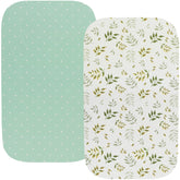 Fadacudan waterproof changing pad cover in green botanical leaf design for gentle baby protection.