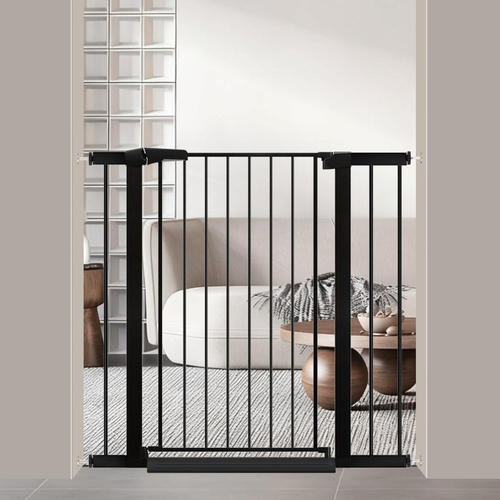 Fairy Baby 38-inch gate on stairs provides tall barrier for toddlers.