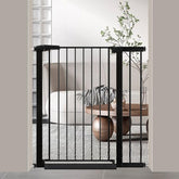Fairy Baby 38-inch gate installed on stairs, secure passage for kids and pets.