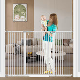 Fairy Baby extra tall gate height blocks climbing toddlers at doorway with sturdy, secure frame.