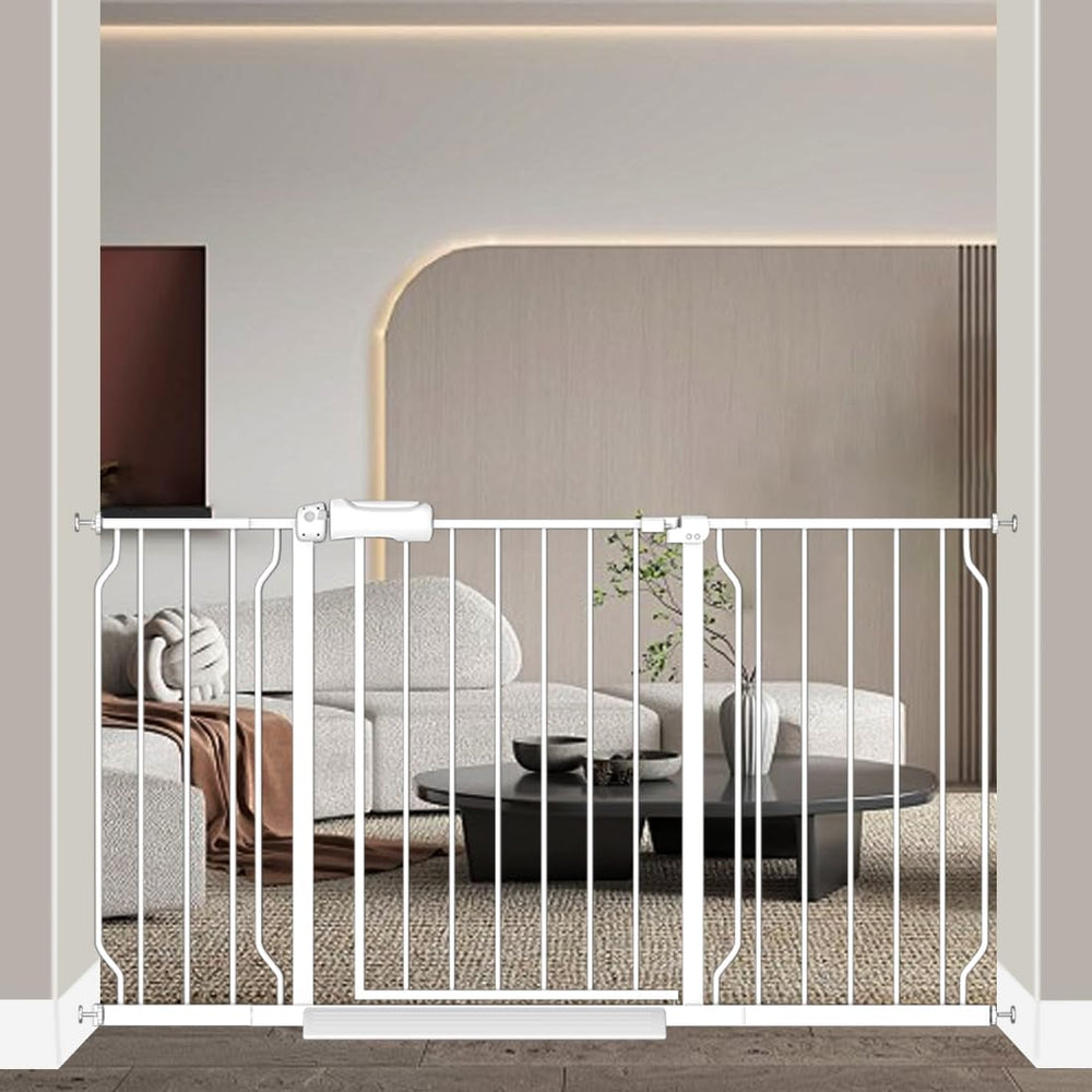 Fairy Baby extra-wide gate at 53-57.5 inches showing wide opening and easy setup