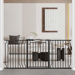 Fairy Baby extra-wide gate protects doorways and fits openings from 62.6 to 71.6 inches.