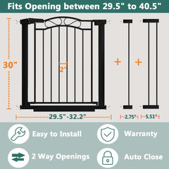Fairy Baby Gate auto-close door for hands-free secure passage.