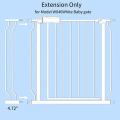 Fairy Baby white gate extension supporting wide openings for smooth entry
