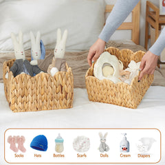 FairyHaus natural hyacinth weave basket for warm organic decor