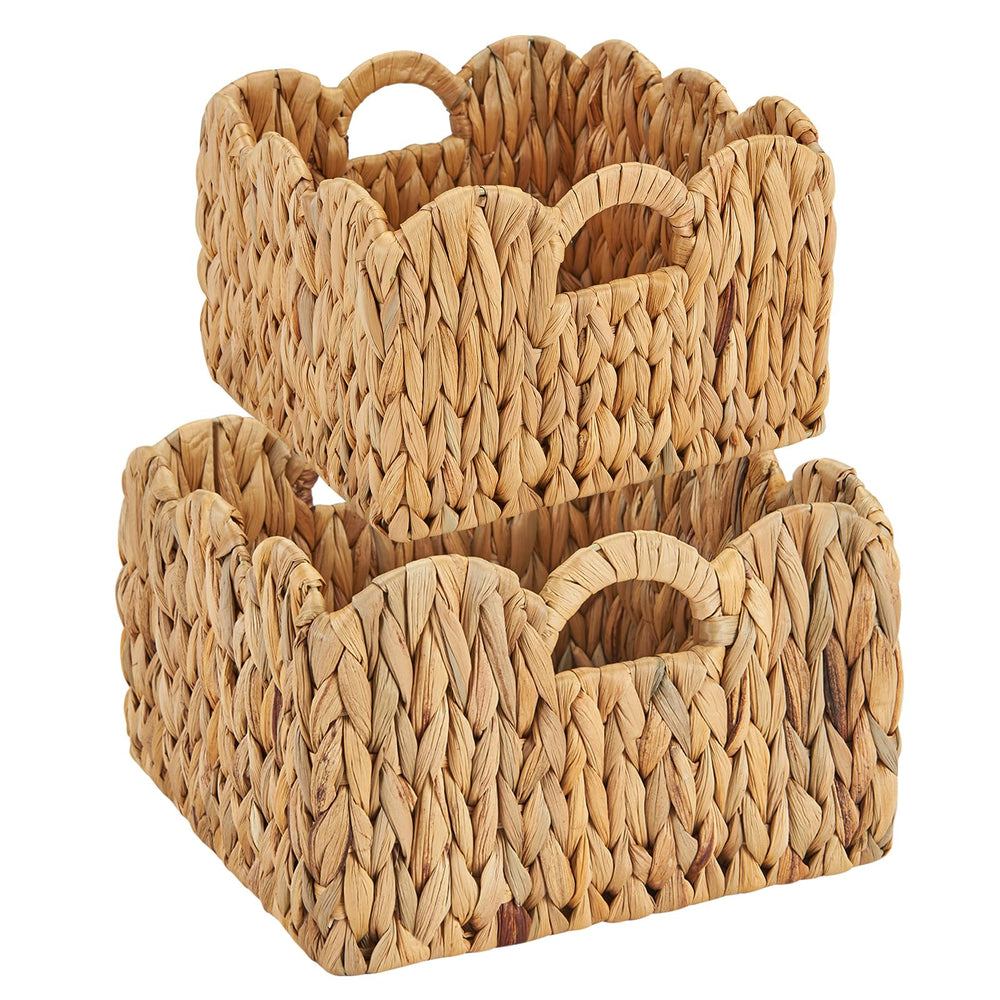 FairyHaus 2Pack wicker basket with scalloped edge adds stylish storage