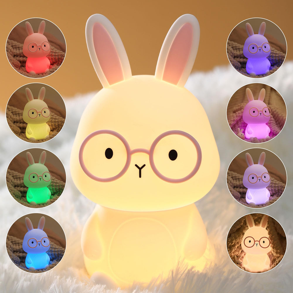 FAMIDUO bunny lamp for kids with color changing glow for bedtime comfort.