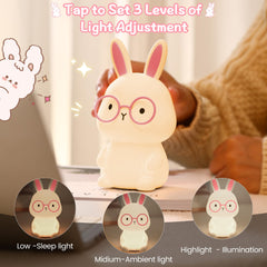 FAMIDUO rabbit night light with color changing glow for safe baby rooms.