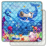 FAMOPLAY Ocean baby mat folded for easy travel and storage.