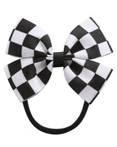 Fancheer baby racing checkered flag bow headband for stylish newborn photos.