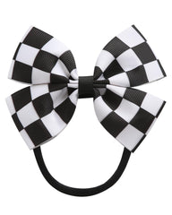 Fancheer baby racing checkered flag bow headband for stylish newborn photos.