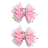 Fancheer birthday bow with ice cream pink confetti for festive party photos.