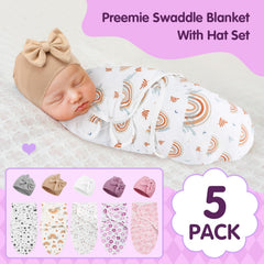 Fanfanwin preemie swaddle leaves pattern providing snug wrapping