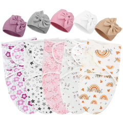 Fanfanwin preemie swaddle with mini rabbits pattern for gentle soothing sleep