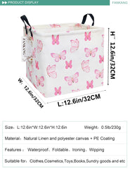 FANKANG square pink butterfly hamper open-top for quick toy access.