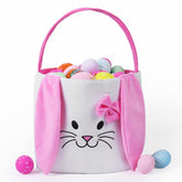 Fanunny Easter Bunny Basket with pink handle, easy egg-hunt carrier.