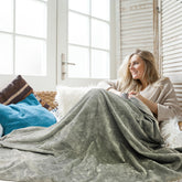 Faraday Fabric Belly Blanket with soft flannel side provides cozy warmth for pregnancy comfort.