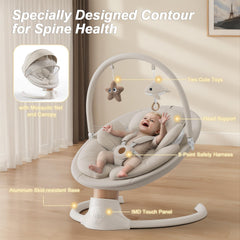 FasonBaby electric baby swing with 10 melodies provides calming entertainment.