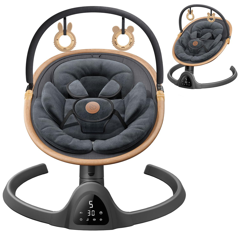 FasonBaby infant swing with wood grain design for a stylish nursery