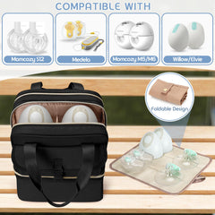 Fasrom wearable breast pump bag with double layers protects pumps and organizes accessories