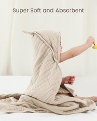 FAVERDIIY hooded baby towel beige offers a larger wrap for growing babies