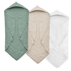 FAVERDIIY hooded baby towel with soft muslin cotton for gentle skin comfort.