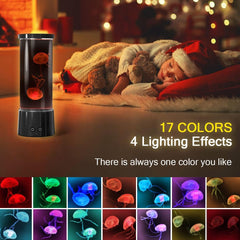 FBSPORT Jellyfish Lamp shows 17 colors for peaceful night lighting.