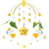 fcesuk baby mobile with stars and bees on wooden arch for visual stimulation