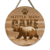 Fcimu Little Man Cave Sign with bear motif for rustic nursery charm.