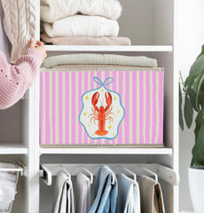 FDHSPAAM preppy blue bow lobster pattern adds cheerful ocean-inspired décor.