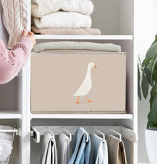 FDHSPAAM Rustic beige fabric bin in a nursery setting.