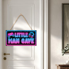 FDLLUS Little Man Cave Sign closeup shows sturdy MDF and ready hanging rope.