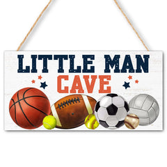 FDLLUS Sports Little Man Cave Sign front view with vibrant UV print for playrooms.