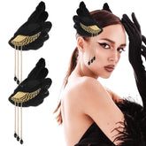 Feather hair clip swan ostrich with angel wings enhances bridal hairstyle