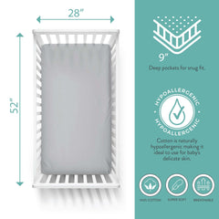Featherhead secure-fit crib sheets with 9-inch drop for snug corners