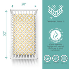 Featherhead secure-fit crib sheets showing deep pockets for a snug crib fit
