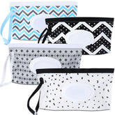 FEBSNOW 4-pack wipe dispenser with geometric pattern for mess-free baby care on the go