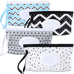 FEBSNOW 4-pack wipe dispenser with geometric pattern for mess-free baby care on the go