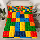 Feelyou gaming fitted sheet in twin with block pattern enhances kids' bedroom decor.