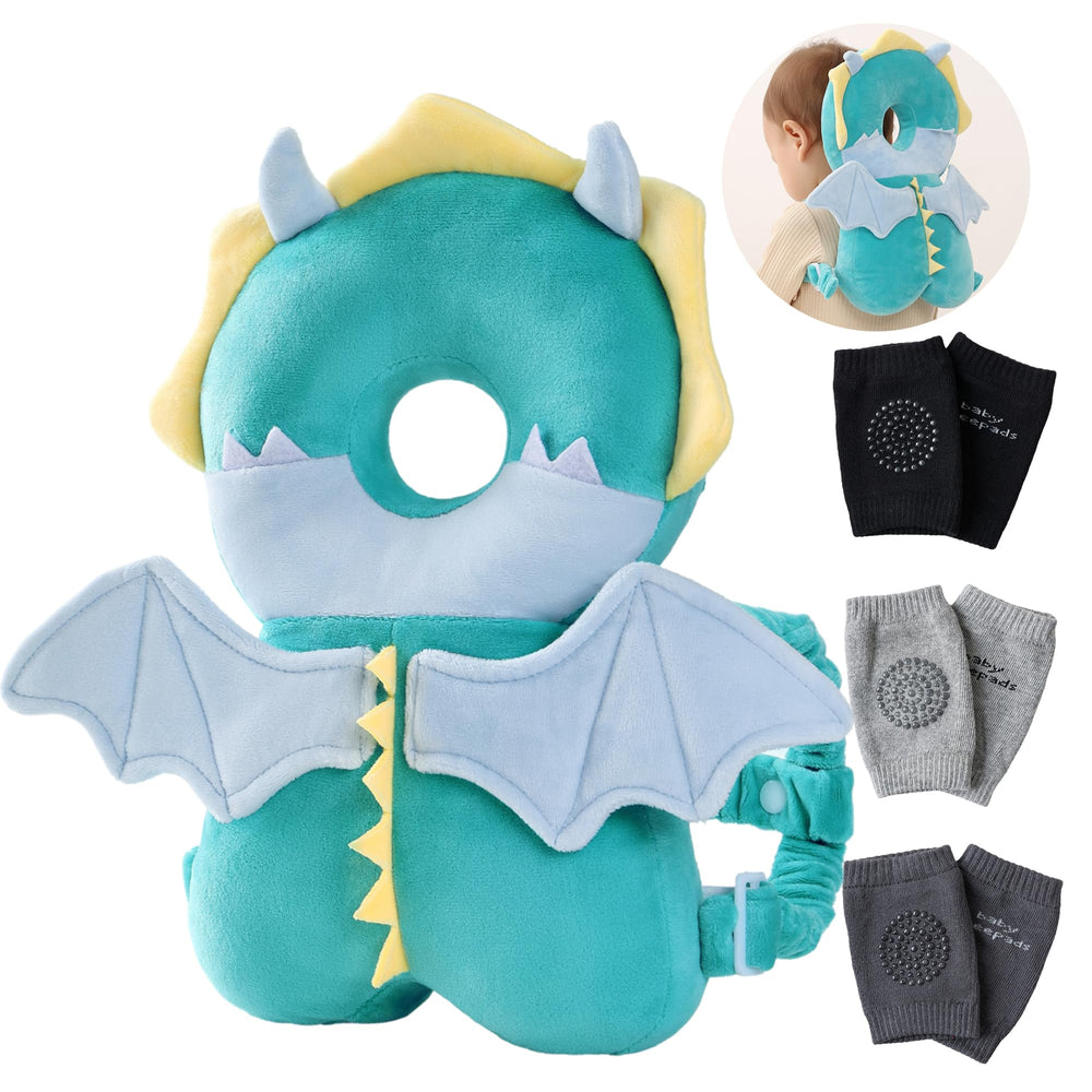 Feidoog baby head protector dragon backpack shields tiny heads during playtime.