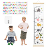 Feifeiya animal theme growth chart with wooden bar for sturdy hanging.