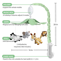 FEISIKE Jungle Safari Baby Crib Mobile lion — playful character enhances bedtime ambience.